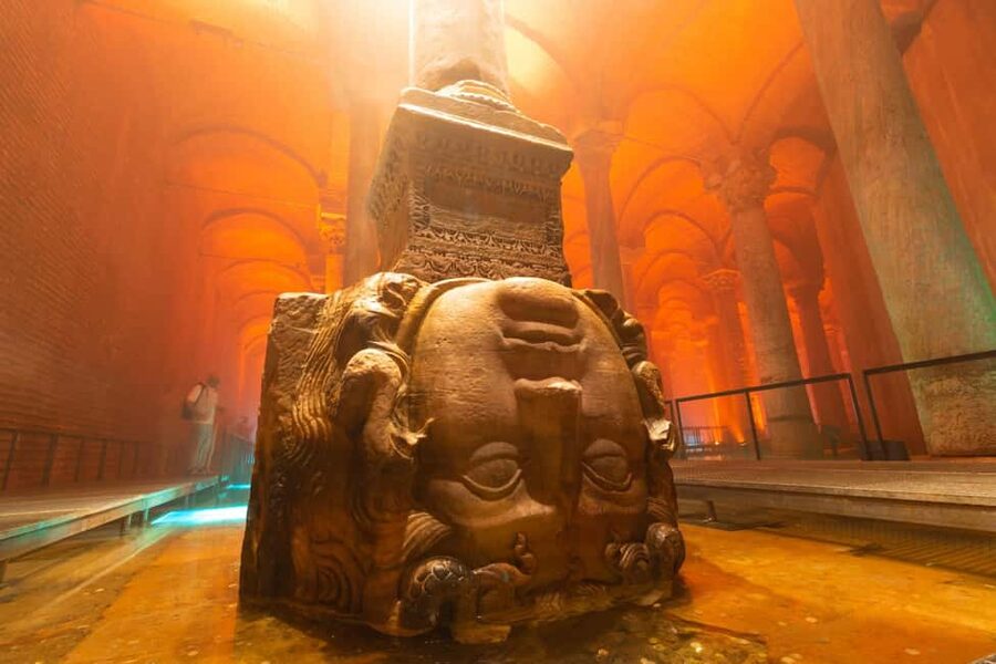 Istanbul City Walk: Blue Mosque, Hagia Sophia & Basilica - Walking through the Basilica Cistern