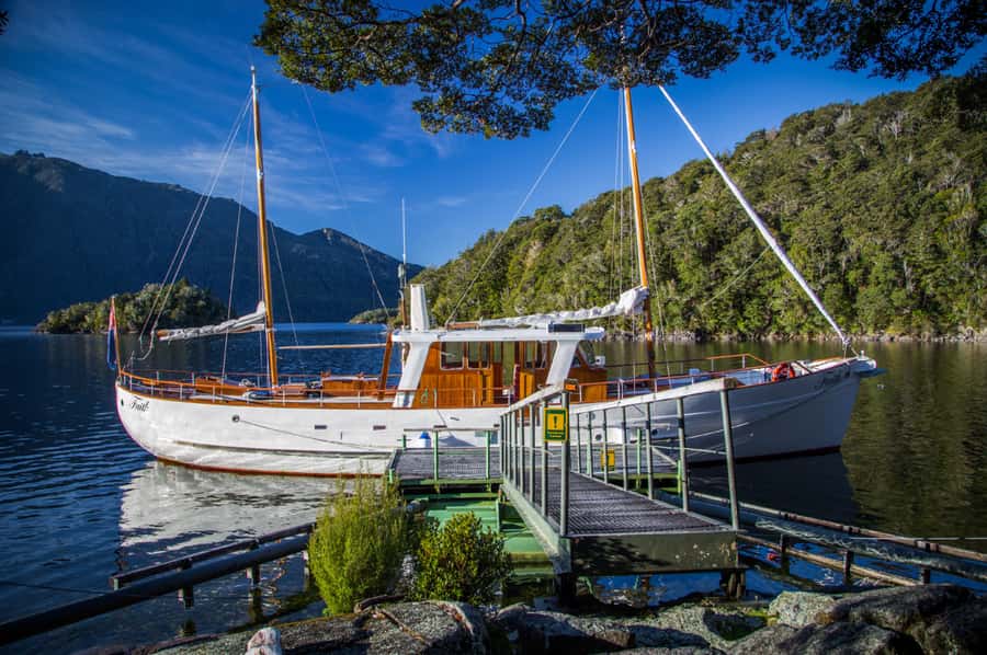Lake Te Anau: 3-Hour Boat Cruise with Guided Walk - Returning under sail on Faith