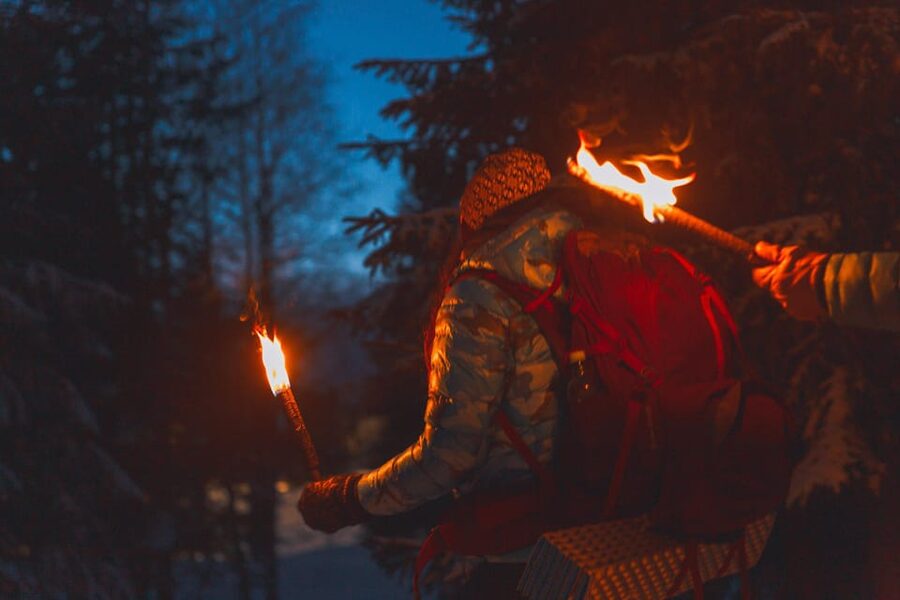 Oslo: Snowy Forest Torchlight Walk with Campfire - Leaving Oslo by Metro for Frognerseteren