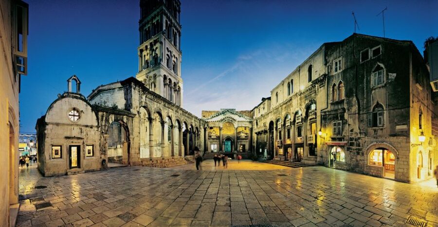 Split: 1.5-Hour Walking Tour and Diocletian's Palace - The Riva and views toward Marjan Hill